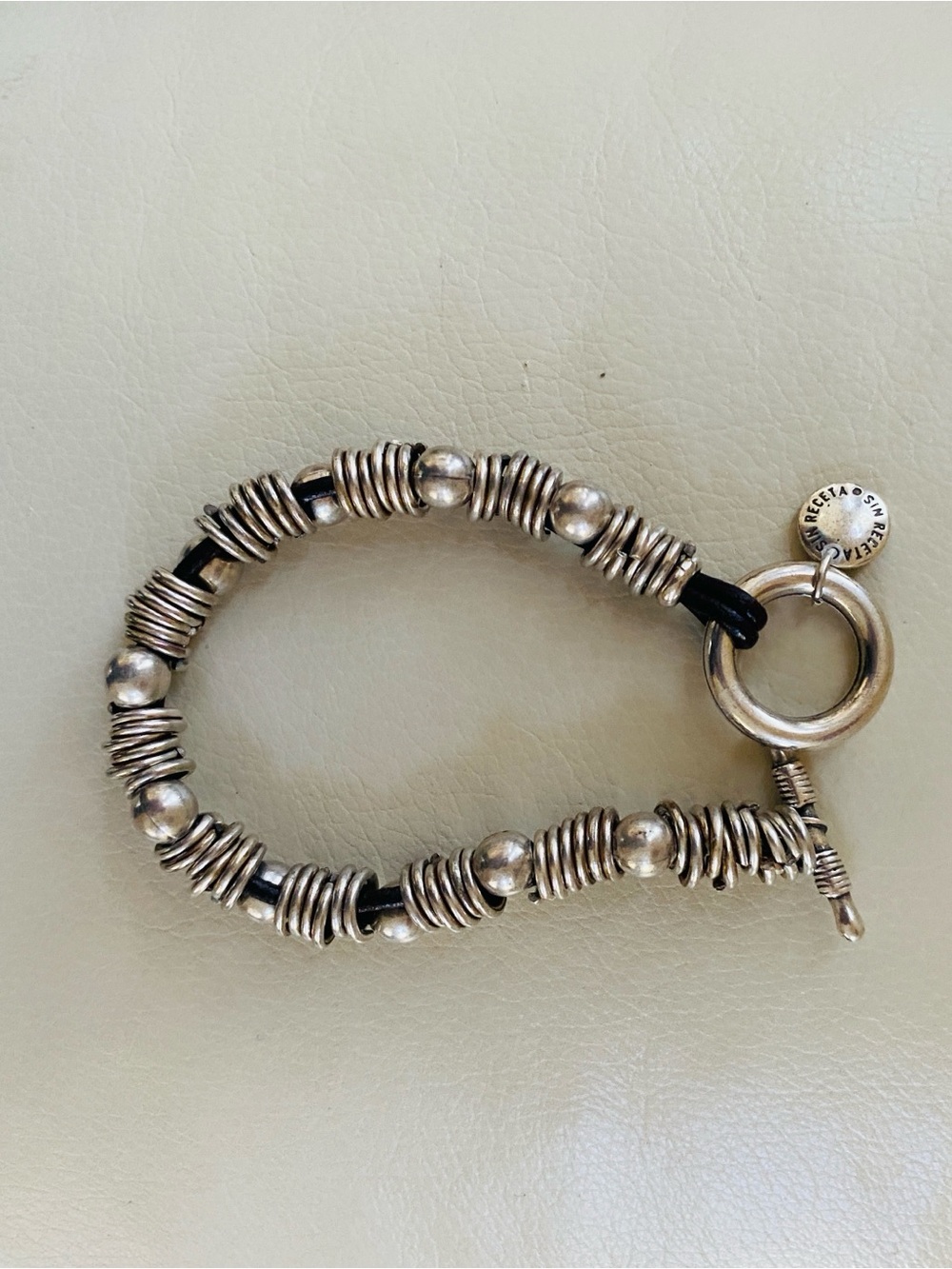 Sin Receta Spanish Jewelry Brand Silver Bead Toggle Bracelet 39g/1.4oz